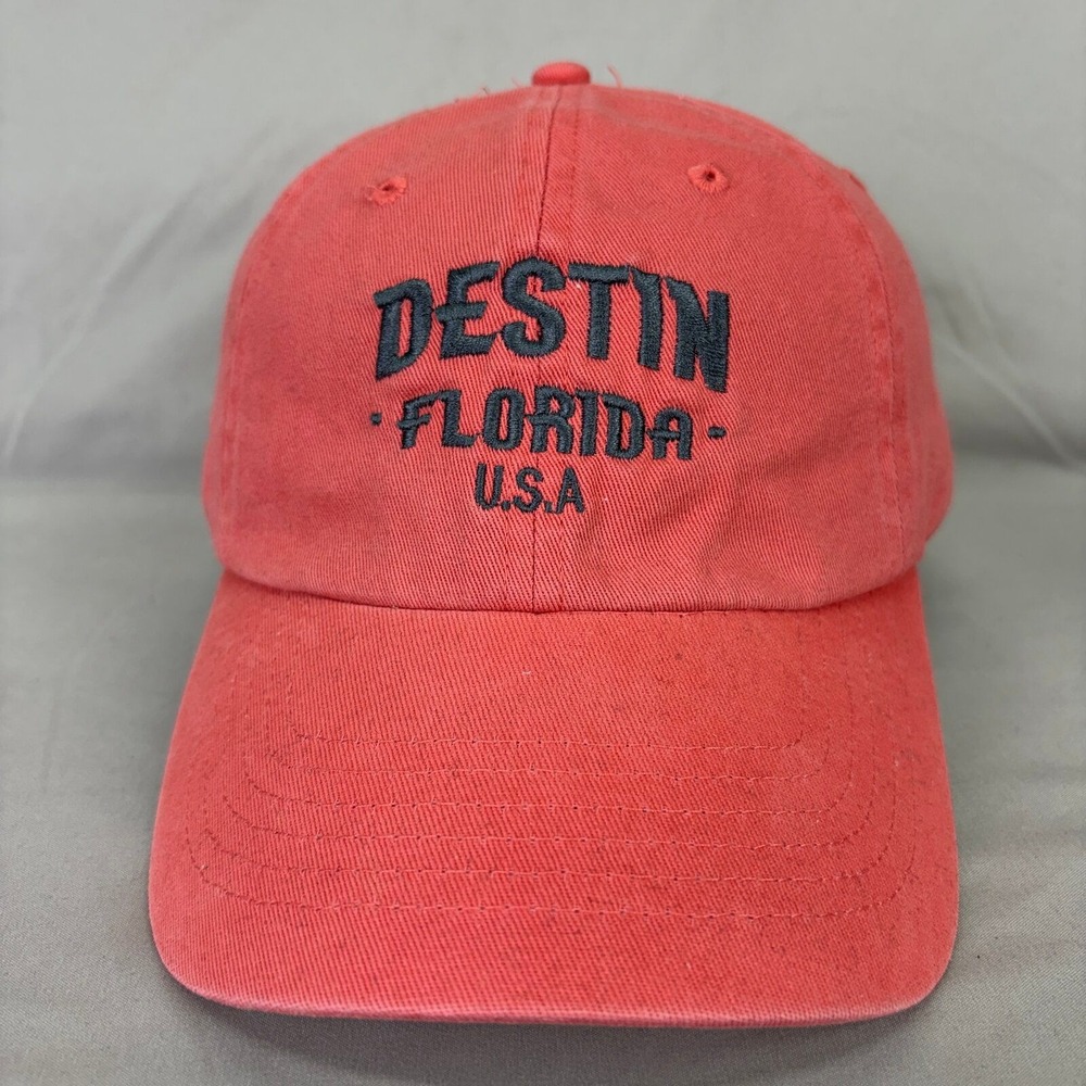 KC Caps Destin Florida Hat Unisex OSFA Coral Pink Embroidered Baseball Cap